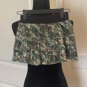 Justice Green Skort Skirt Mesh Sequins Sparkly Size 8